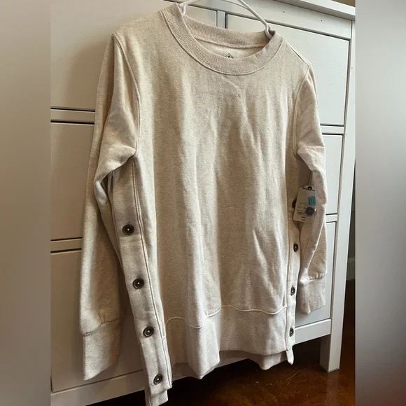 Cream Button-Detail Pullover - Picture 2 of 5